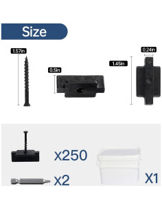 Sujetadores Ocultos para Deck LPET 250 Piezas Nylon 6mm 2