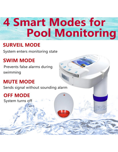 Alarma de Piscina Inalámbrica Luckyclover 85dB - Detección de Agua