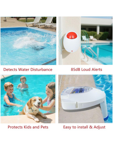 Alarma de Piscina Inalámbrica Luckyclover 85dB - Detección de Agua