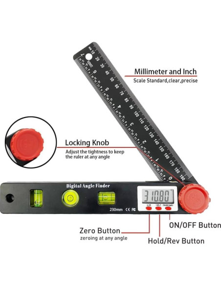 Buscador de Ángulo Digital NORTOOLS 0-360 LCD 7"