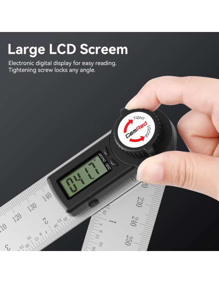 Buscador de Ángulo Digital GemRed 82305 Acero Inoxidable 200mm