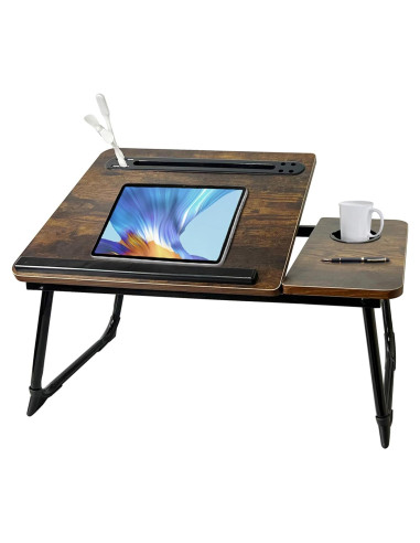 Escritorio Plegable para Laptop SIDIANBAN Madera Rústica USB