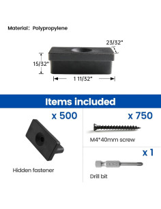 Muzata 500PCS Sujetadores Ocultos para Decks Compuestos M029 2