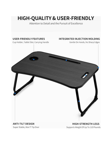 Escritorio Plegable para Laptop ZEAPTAC Negro 60x40cm