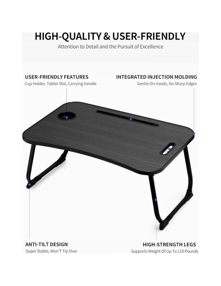 Escritorio Plegable para Laptop ZEAPTAC Negro 60x40cm