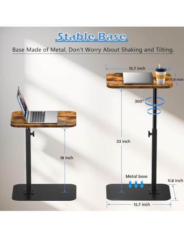 Mesa Lateral Ajustable HzTinT con Base de Metal y Diseño C