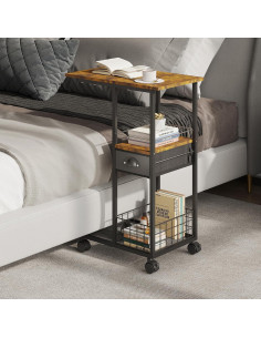 Mesa Lateral en C Sonyabecca con Cajón y Ruedas 50x30x71cm 2