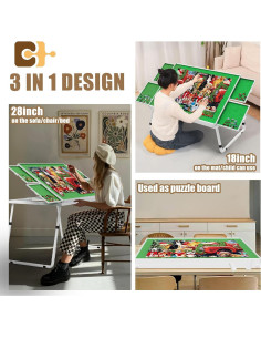 Mesa de Rompecabezas Ajustable Doerpuz 3 en 1 Plegable 88,9x66 cm 2