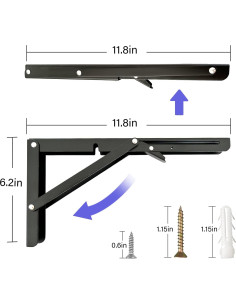 Soportes de Estante Plegables Medach 30 cm Alta Resistencia 4 Pcs 2