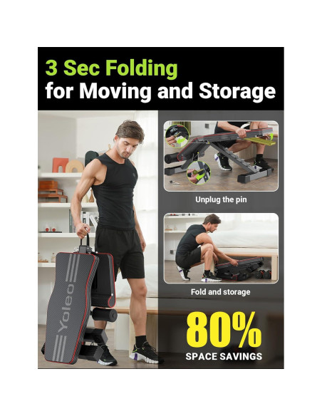 Banca de Pesas Ajustable Yoleo para Entrenamiento en Casa