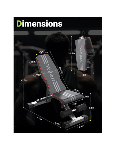 Banca de Pesas Ajustable Yoleo para Entrenamiento en Casa