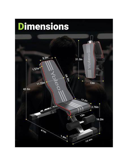 Banca de Pesas Ajustable Yoleo para Entrenamiento en Casa