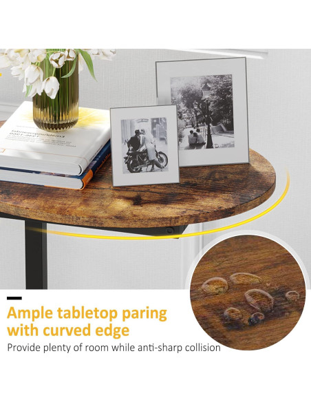 Mesa Lateral Hosfais ET006 Ovalada de Madera y Metal 39.9x32x65 cm