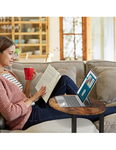 Mesa Lateral Hosfais ET006 Ovalada de Madera y Metal 39.9x32x65 cm