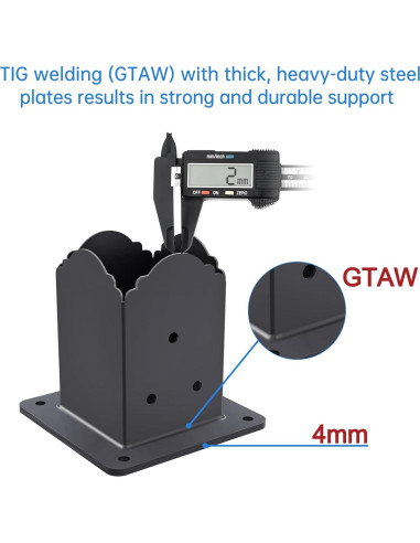 Base de Poste 4x4 CHICAURA - Soporte de Acero con Tornillos