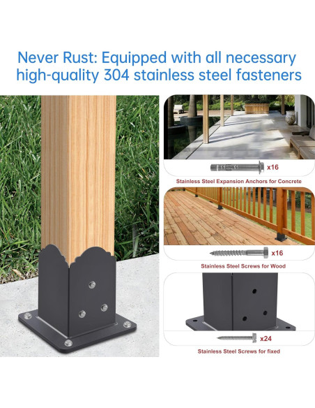 Base de Poste 4x4 CHICAURA - Soporte de Acero con Tornillos