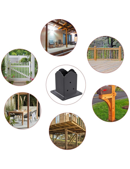 Base de Poste 4x4 CHICAURA - Soporte de Acero con Tornillos