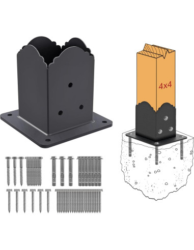 Base de Poste 4x4 CHICAURA - Soporte de Acero con Tornillos