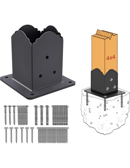 Base de Poste 4x4 CHICAURA - Soporte de Acero con Tornillos
