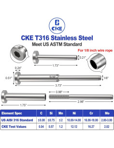 CKE Kit Barandilla Cable Invisible 20 Pares T316 1/8" 2