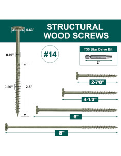100 Tornillos de Madera FMhotu 15 cm Resistentes a la Oxidación 2