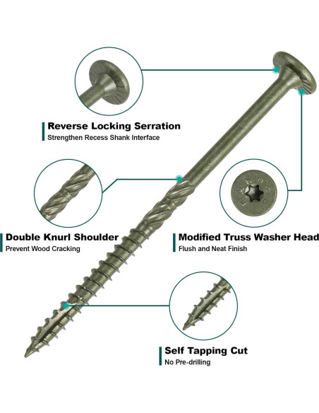 100 Tornillos de Madera FMhotu 15 cm Resistentes a la Oxidación