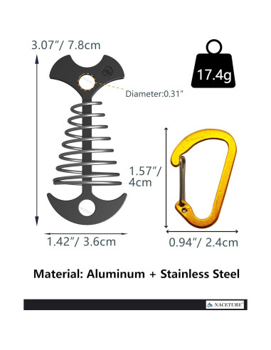 Anclajes de Cubierta NACETURE con Mosquetones - 10 Piezas