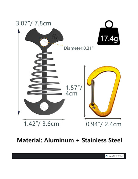 Anclajes de Cubierta NACETURE con Mosquetones - 10 Piezas