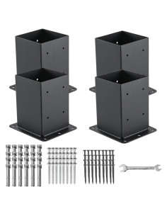 Base de Poste 4x4 AXWHYS - Acero Sólido, Recubrimiento Negro