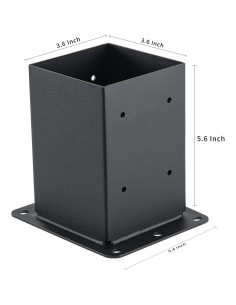 Base de Poste 4x4 AXWHYS - Acero Sólido, Recubrimiento Negro 2