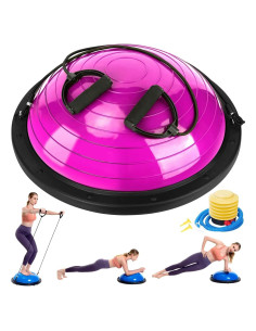 Media Pelota de Equilibrio Zeatly Rosa con Bandas de Resistencia