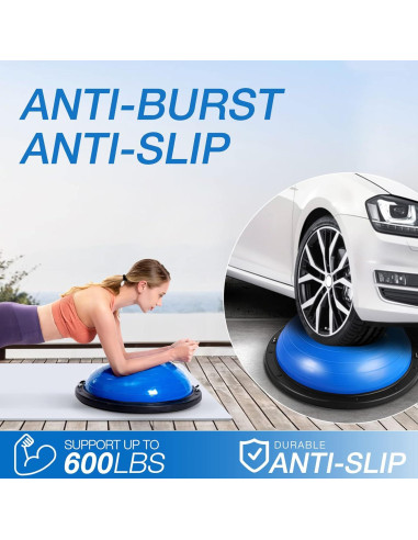 Media Pelota de Equilibrio Zeatly Rosa con Bandas de Resistencia