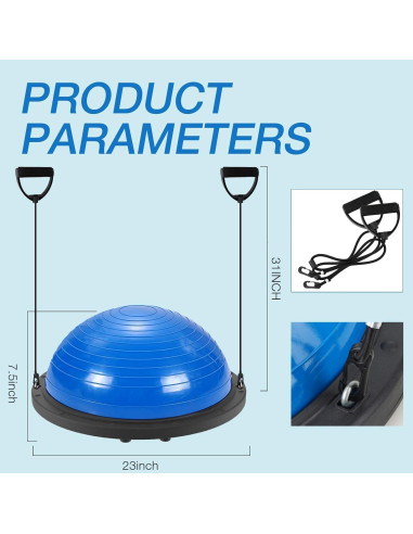Media Pelota de Equilibrio Zeatly Rosa con Bandas de Resistencia