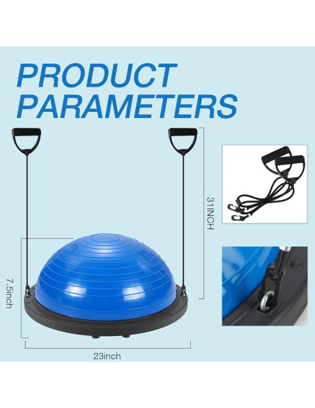 Media Pelota de Equilibrio Zeatly Rosa con Bandas de Resistencia