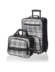Conjunto de Equipaje Rockland 2 Piezas Expandible Cuadros Negros