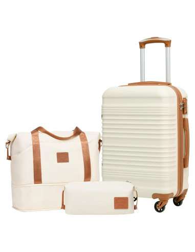 Conjunto de Equipaje Coolife 3 Piezas Maletas Duras Blanco
