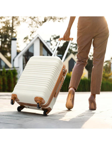 Conjunto de Equipaje Coolife 3 Piezas Maletas Duras Blanco