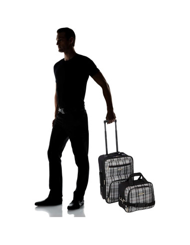 Conjunto de Equipaje Rockland 2 Piezas Expandible Cuadros Negros