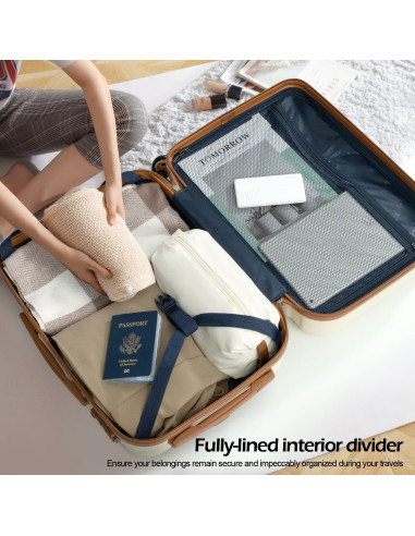 Conjunto de Equipaje Coolife 3 Piezas Maletas Duras Blanco