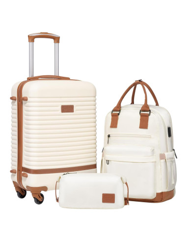 Conjunto de Maletas Coolife 3 Piezas Equipaje Blanco