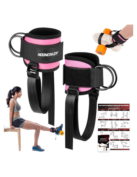 Correas de Tobillo Nooncrazy para Mancuernas - Nylon Rosa 90 cm