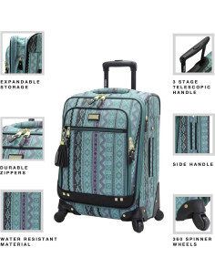 Maleta Expandible Steve Madden 24" Turquesa Ligera 62L 2