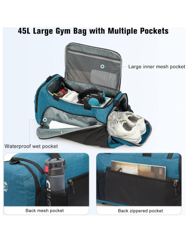 Bolsa de Gimnasio G4Free 45L 3-Vías con Compartimento Húmedo