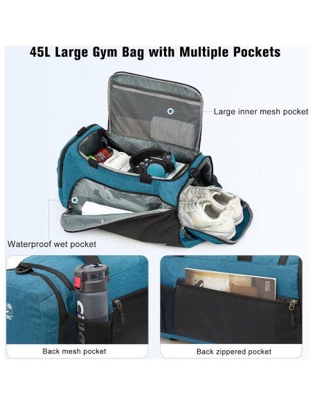 Bolsa de Gimnasio G4Free 45L 3-Vías con Compartimento Húmedo