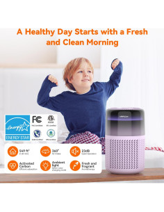 Purificador de Aire AIRROMI A2005 Púrpura, Filtro HEPA, 51 m 2