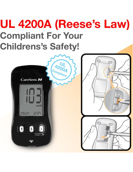 Kit de Monitor de Glucosa CareSens N con 100 Tiras y Lancetas