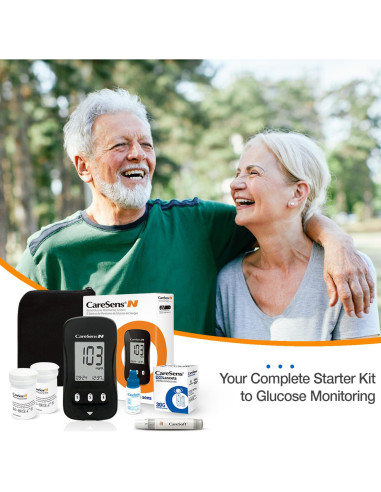 Kit de Monitor de Glucosa CareSens N con 100 Tiras y Lancetas
