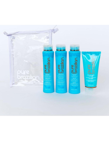 Kit de Viaje 4 Piezas Pure Brazilian: Champú, Acondicionador, Suero y Mascarilla