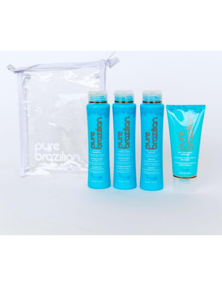 Kit de Viaje 4 Piezas Pure Brazilian: Champú, Acondicionador, Suero y Mascarilla