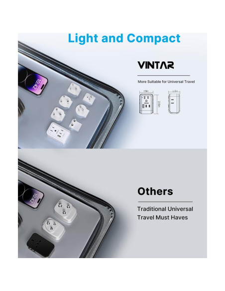 Adaptador de Viaje Universal VINTAR 7 en 1 con 3 USB